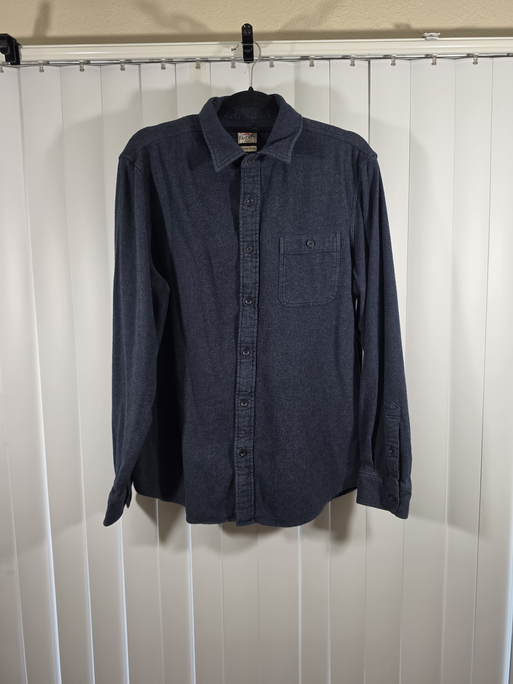 Faherty Dark Navy Long-Sleeve Button-Down Shirt